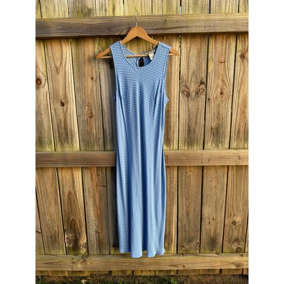 90s Vintage Washed French Blue Bias Cut Dress / Micro Polka Dot - Picture 8 of 10